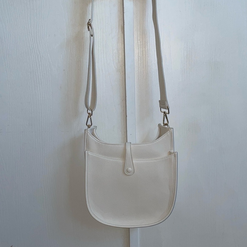 ahdorned messenger Crossbody White Bag  Guitar Straps Vegan Leather